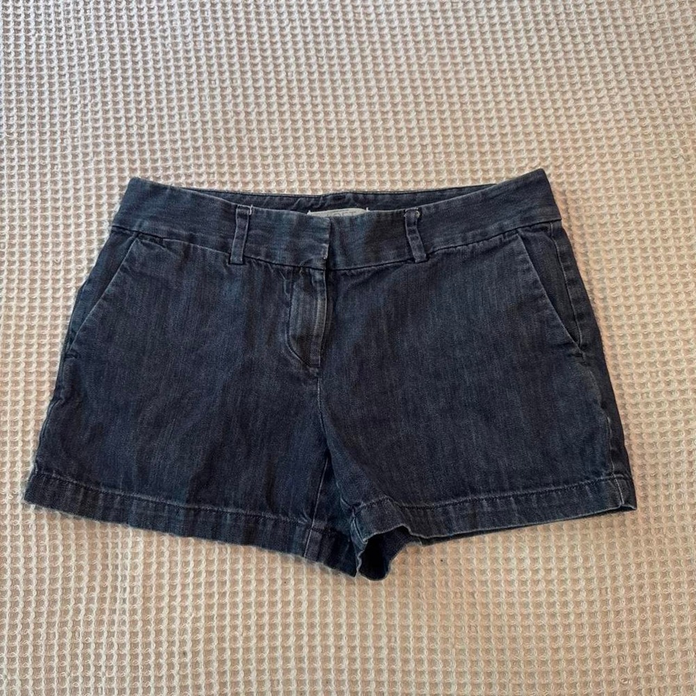 LOFT Low Waist Dark Wash Blue Denim Jean Shorts Cuffed Hem